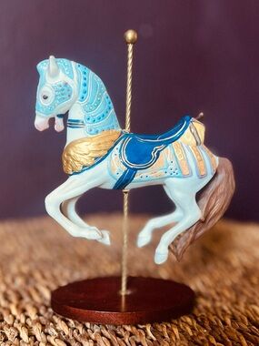 🎠2/$10 Blue and Gold Carousel Horse Figurine